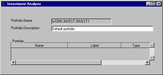 Investment Analysis Dialog Box