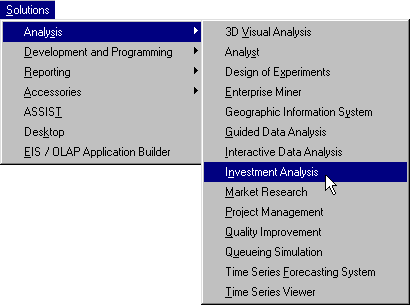 Initializing Investment Analysis with the Menu Bar