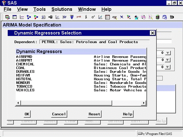 Dynamic Regressors Selection Window