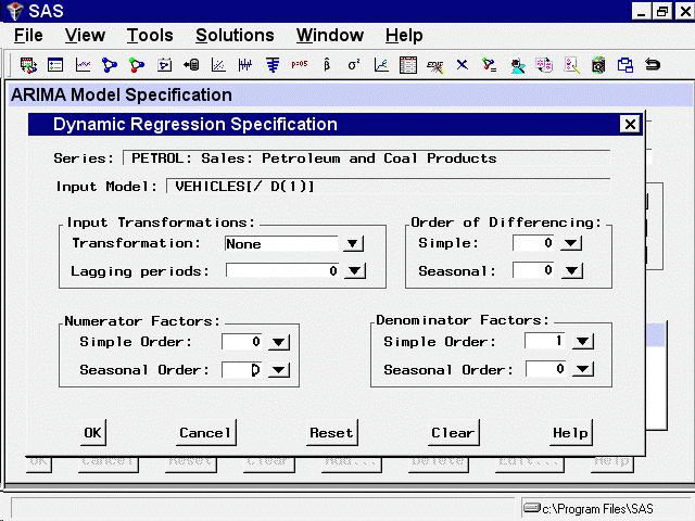 Distributed Lag Regression Specified