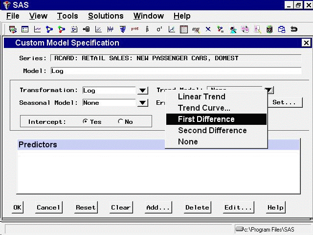 Trend Model Options