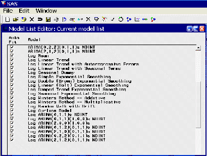 Model Selection List Window