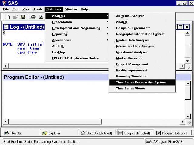 Time Series Forecasting System Menu Selection