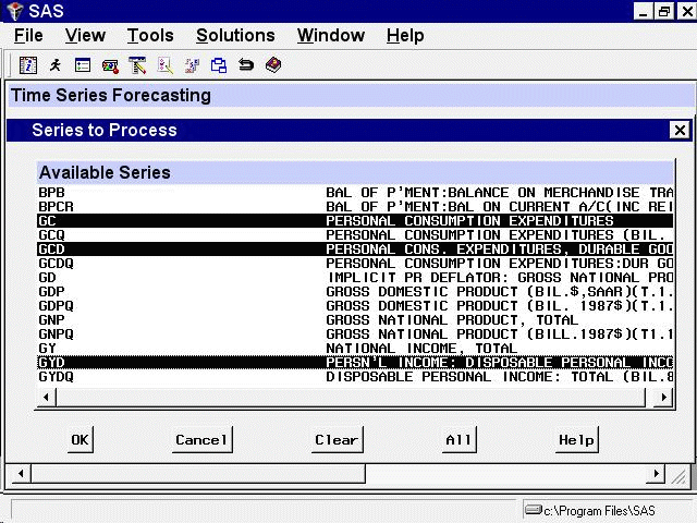 Selecting Series for Automatic Model Fitting