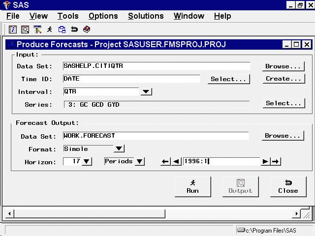 Produce Forecasts Window