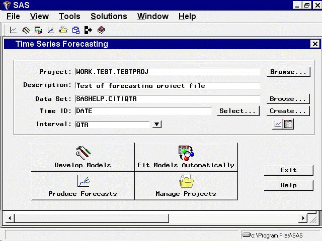 Time Series Forecasting Window after Loading Project