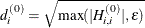 \[  d_ i^{(0)} = \sqrt {\max (|H^{(0)}_{i,i}|,\epsilon )}  \]