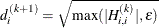 \[  d_ i^{(k+1)} = \sqrt {\max (|H^{(k)}_{i,i}|,\epsilon )}  \]