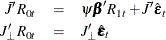 \begin{eqnarray*}  \bar{J}’{R}_{0t} & =&  \psi \bbeta ’{R}_{1t} +\bar{J}’\hat{\bepsilon }_ t \\ J_{\bot }’{R}_{0t}& =&  J_{\bot }’\hat{\bepsilon }_ t \end{eqnarray*}