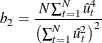 \[  b_{2} = \frac{N\sum _{t=1}^{N}{\hat{u}^{4}_{t}}}{\left(\sum _{t=1}^{N}{\hat{u}^{2}_{t}}\right)^{2}}  \]