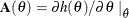 \[  \bA (\theta ) = {{\partial } h(\theta )}/{{\partial } \theta }~ |_{\hat{\theta }}  \]