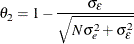 \[  \theta _{2} = 1 - \frac{\sigma _{\epsilon }}{\sqrt {N\sigma _{e}^{2} + \sigma _{\epsilon }^{2}}}  \]