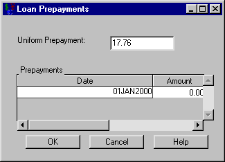 Specifying the Loan Prepayments