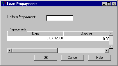 Loan Prepayments Dialog Box