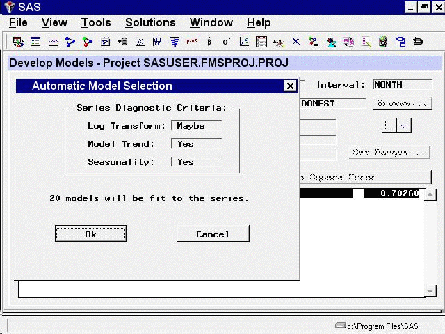 Automatic Model Selection Window