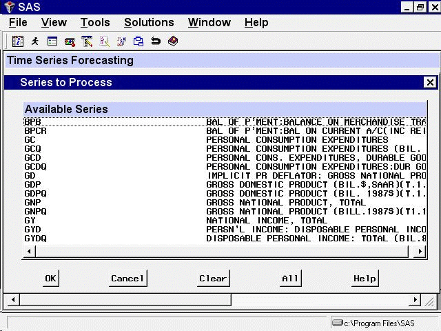 Series to Process Window