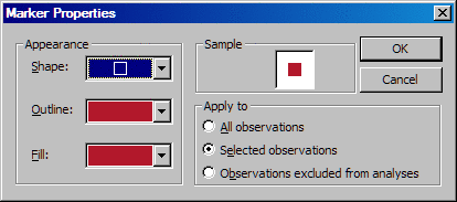 Marker Properties dialog box