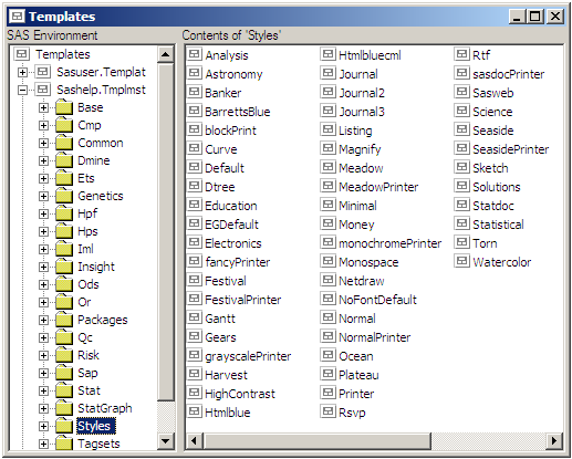 Viewing Style Definitions in the Templates Window