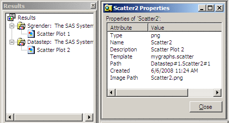 Object Properties in the Results Window