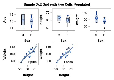 Simple 3x2 Lattice with Five Cells Populated