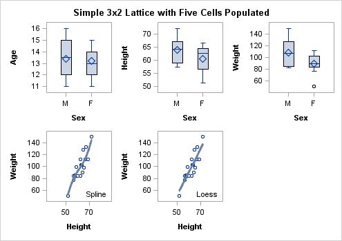 Simple 3x2 Lattice with Five Cells Populated