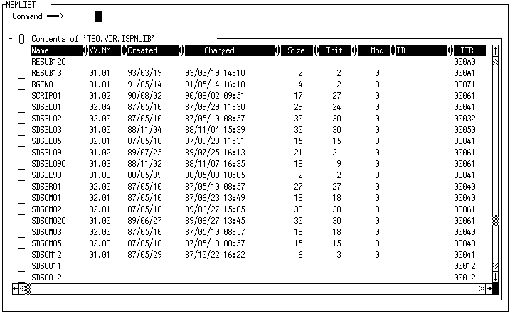 MEMLIST Window