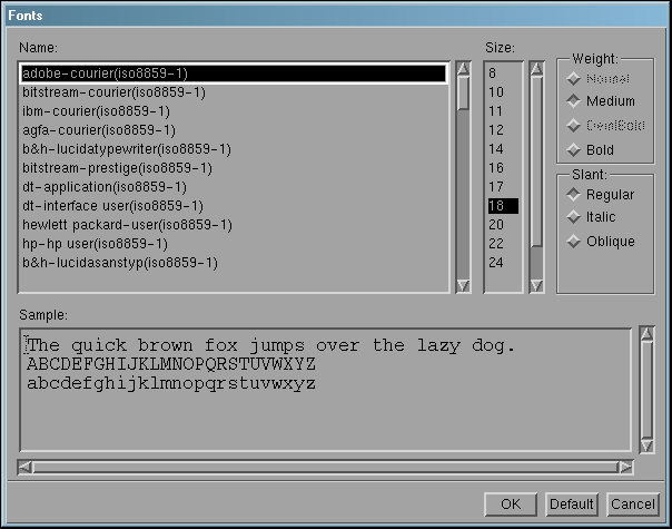 Fonts Dialog Box