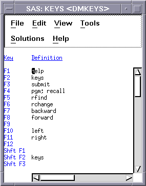 KEYS (DMKEYS) Window