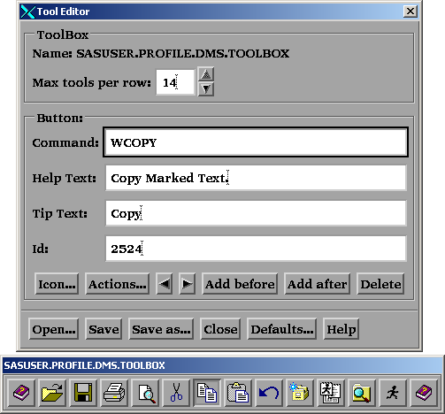 Tool Editor Dialog Box