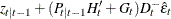 $\displaystyle  z_{t|t-1} + (P_{t|t-1} H^{\prime }_ t + G_ t) D_ t^- \hat{\epsilon }_ t  $