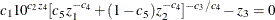 $\displaystyle  c_110^{c_2z_4}[c_5z_1^{-c_4} + (1-c_5)z_2^{-c_4}]^{-c_3/c_4} - z_3 = 0  $