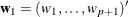 $\textbf{w}_1 = (w_1,\ldots ,w_{p+1})^{\prime }$