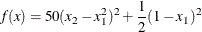 \[  f(x) = 50(x_2-x_1^2)^2 + \frac{1}{2}(1-x_1)^2  \]