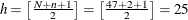 $h = \left[ \frac{N+n+1}{2} \right] = \left[ \frac{47+2+1}{2} \right] = 25$