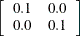 \[  \left[ \begin{array}{cc} 0.1 &  0.0 \\ 0.0 &  0.1 \end{array} \right]  \]