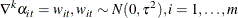 \[  \nabla ^ k \alpha _{it} = w_{it}, w_{it} \sim N(0,\tau ^2), i=1,\ldots ,m  \]