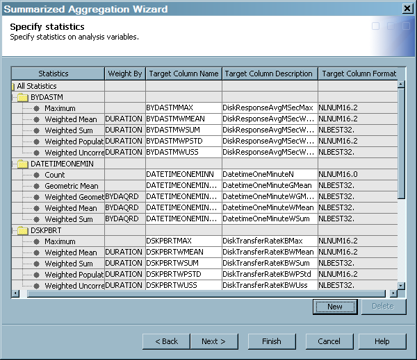 Specify Statistics Window with Newly Added Statistics