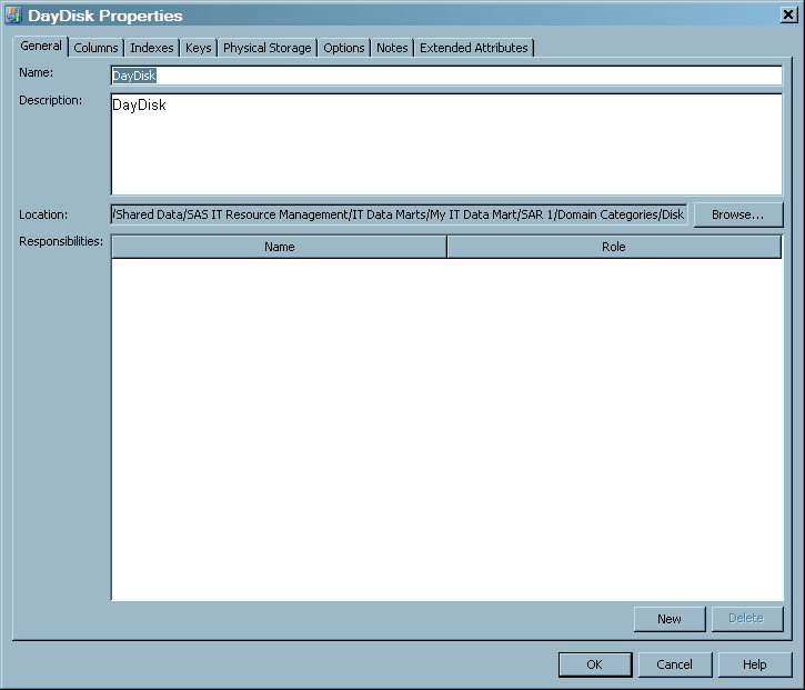 Properties for DayDisk Aggregation Table