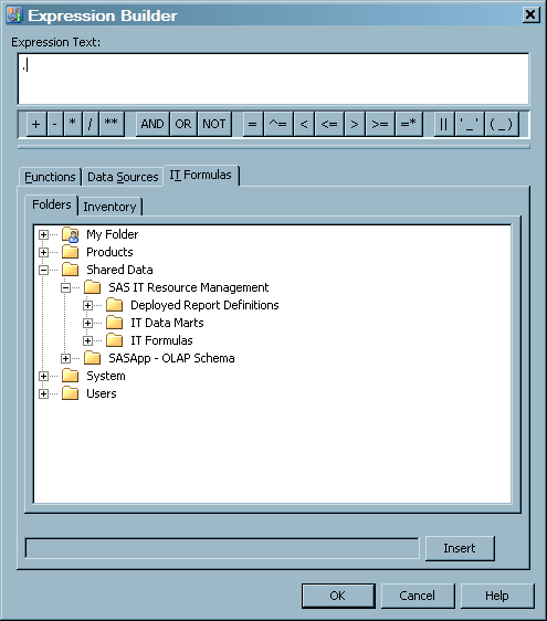 IT Formulas tab of Expression Builder