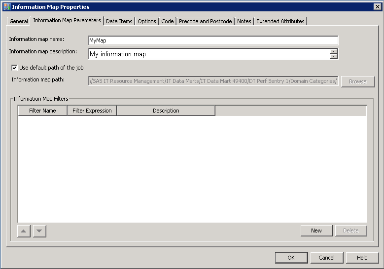 Information Map Parameters