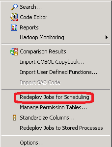 Tools Menu of SAS IT Resource Management