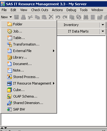 SAS Data Integration Studio Menu