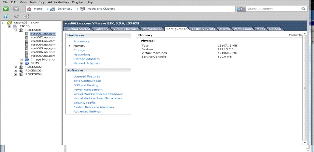 Host Details Page of VMware vSphere Client