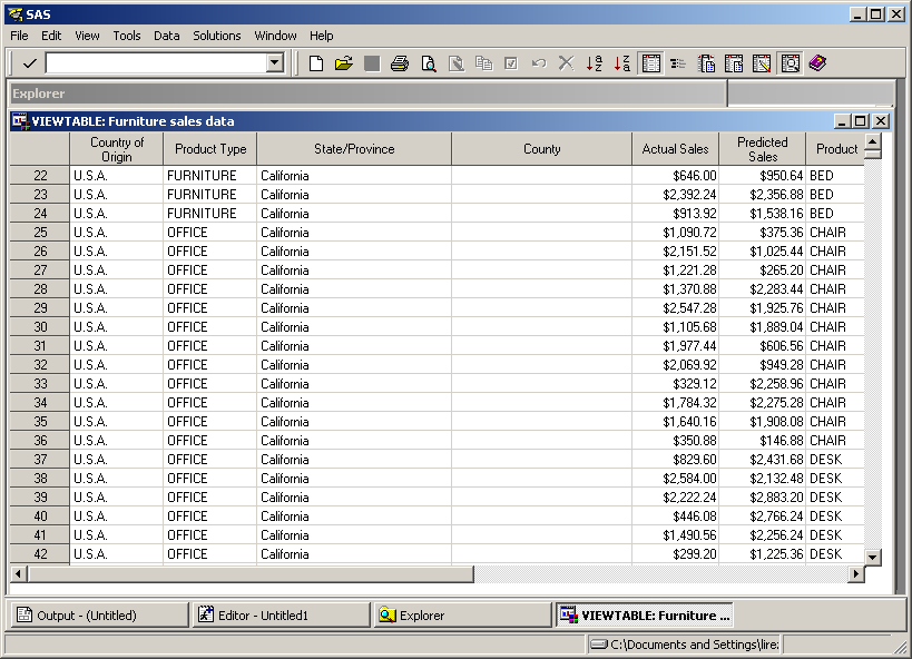 Column Attributes window