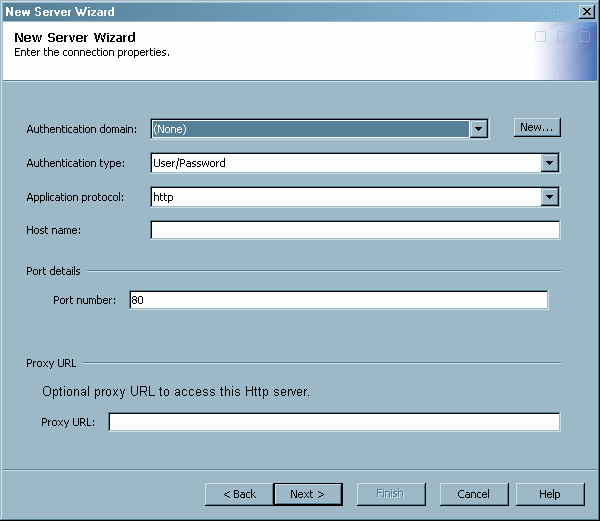 SAS Management Console HTTP Server Connection Properties