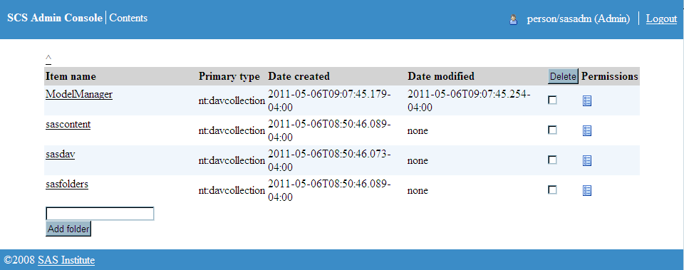 SCS Admin Console