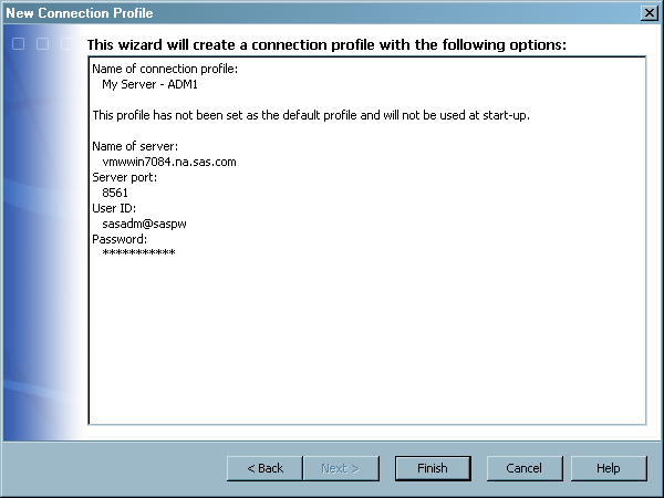 Connection Profile Summary Window