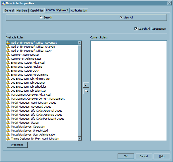 New Role Properties Contributing Roles