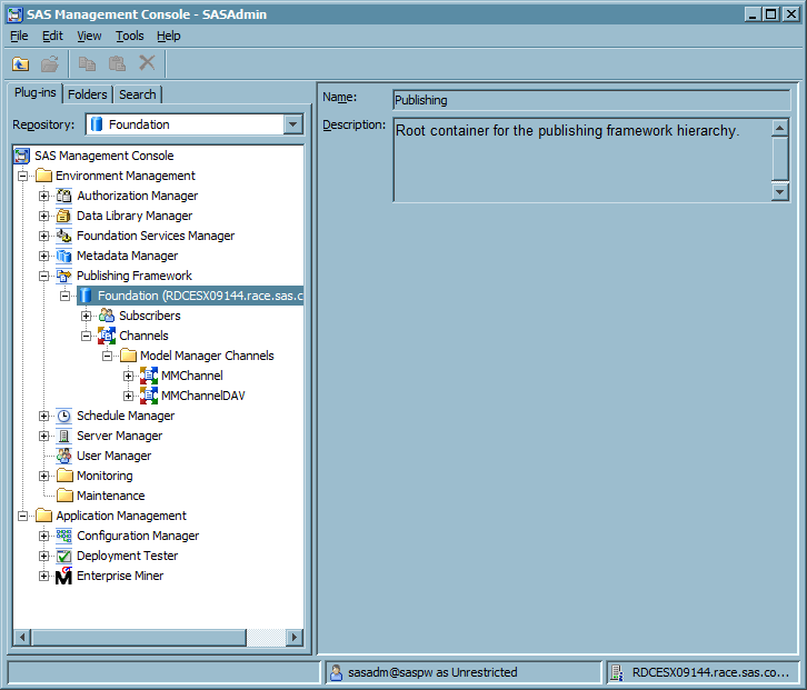 SAS Management Console Publishing Framework