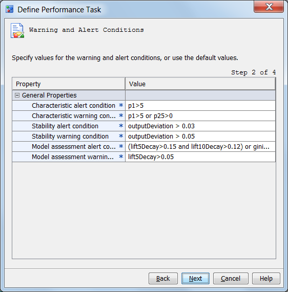 Define Performance Task Wizard Step 2